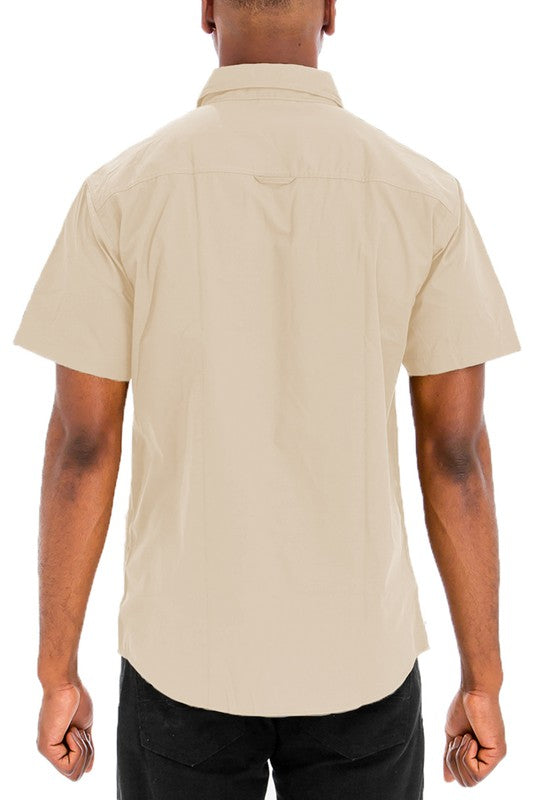Men's Double Chest Pockets Button Down Shirt