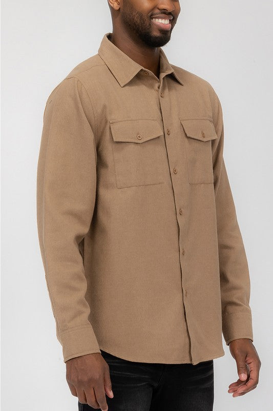 Men's Solid Flannel Shirt