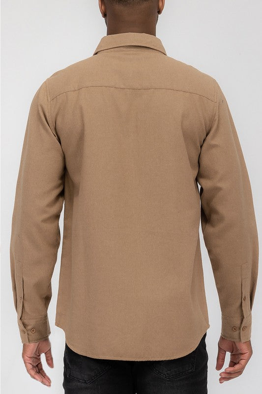 Men's Solid Flannel Shirt