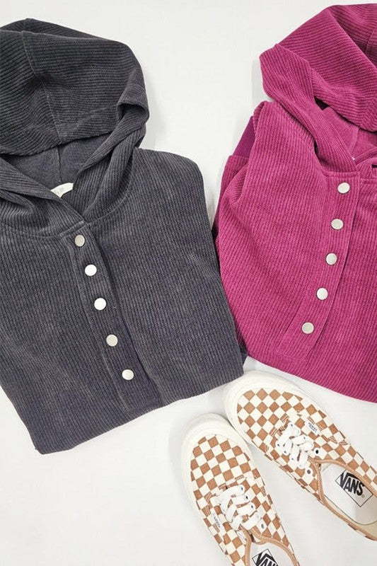 Long Sleeve Button Down Sweatshirt - Plus