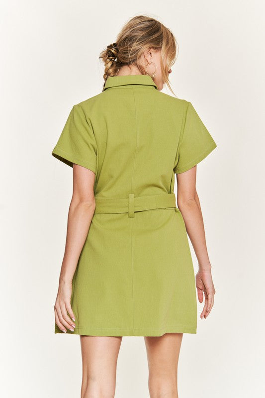Bailey Belted cotton short dress