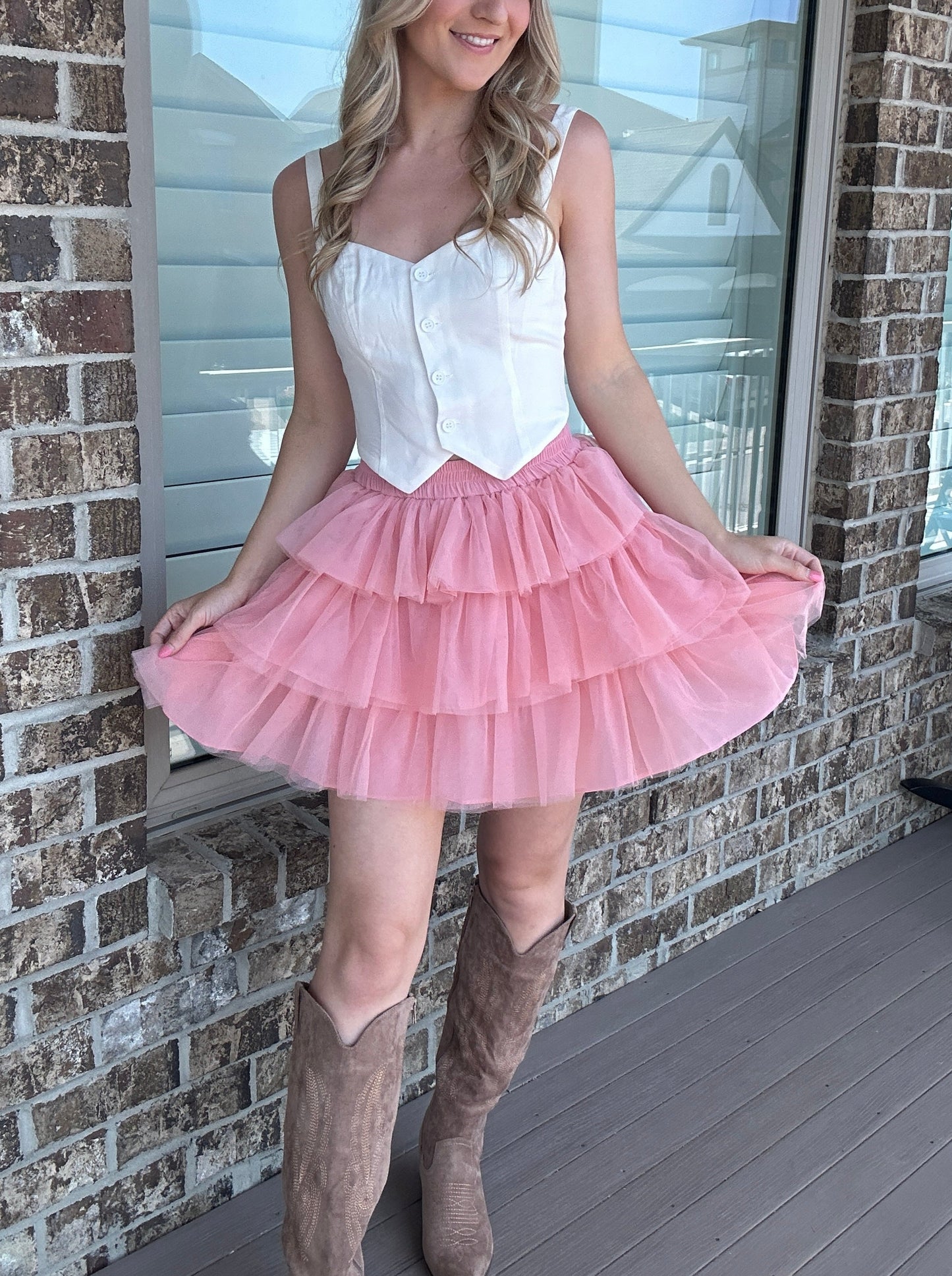 Mallory Mesh Tiered Skirt