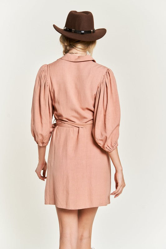 Kailee Half sleeve belted dress