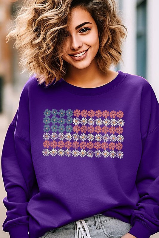 Patriotic Flower Flag Sweatshirt