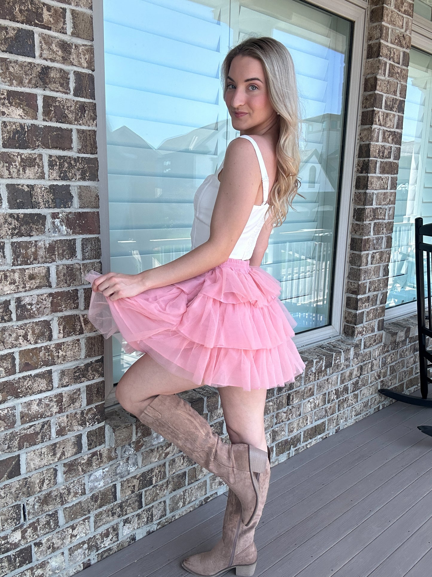 Mallory Mesh Tiered Skirt