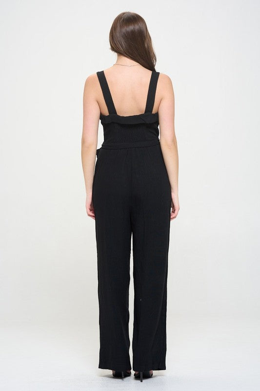 Sleeveless Button Down Jumpsuit